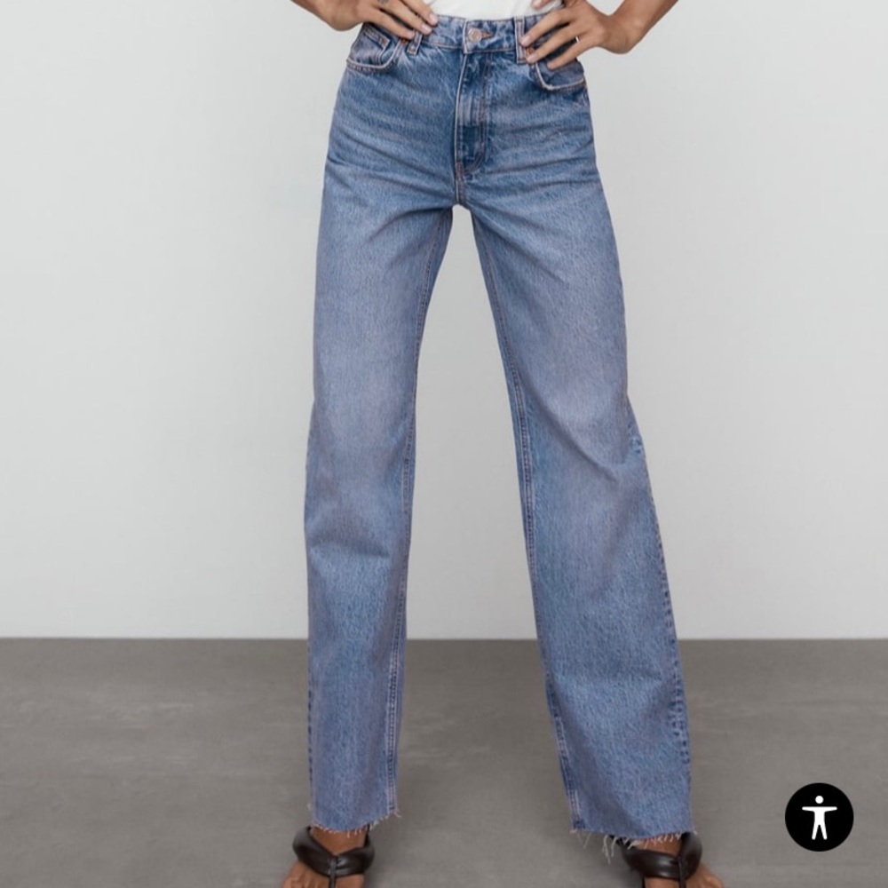 ZARA High Rise Wide Leg Full Length Jean NWT